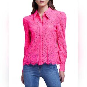 🎁HOLIDAY SPECIAL🎁L'AGENCE Jenica Lace Blouse In Rose